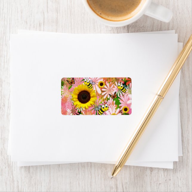 Return Address Labels Sunflower ButterflyBumblebee (Insitu)