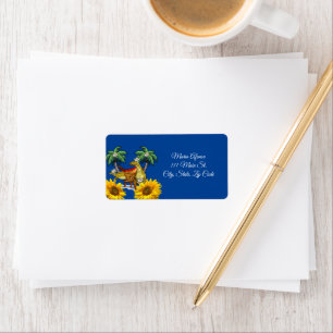 Return Address Labels Sunflower Dinosaur Floral