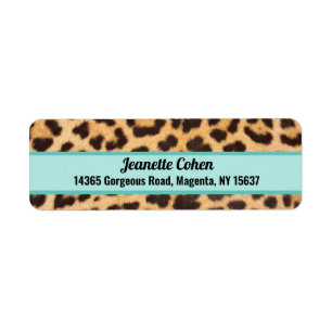 Return Address Labels Turquoise Leopard Print