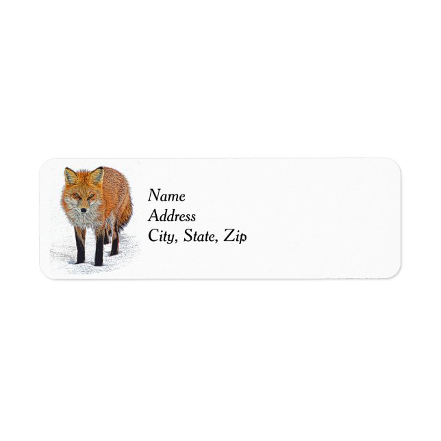 Return Address Labels with Fox Art (Front)