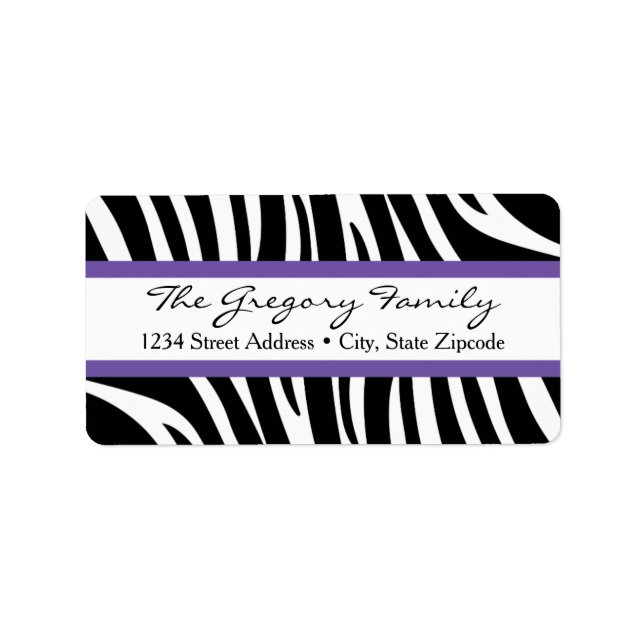 Return Address Labels │ Zebra Print Purple (Front)