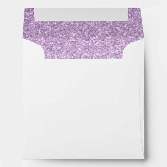 Return Address, Light Purple Glam Glitter Square Envelope (Back (Bottom))
