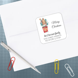 Return Address Magic Gingerbread Candy House Square Sticker