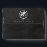 Return Address Merry Christmas Chalkboard Envelope<br><div class="desc">Festive boho Christmas holidays return address envelopes for you to personalise with your own family name and address details on a chalkboard background. The inner features falling snowflakes and you can even customise the background colour to match your holiday theme. Designed by Thisisnotme©</div>