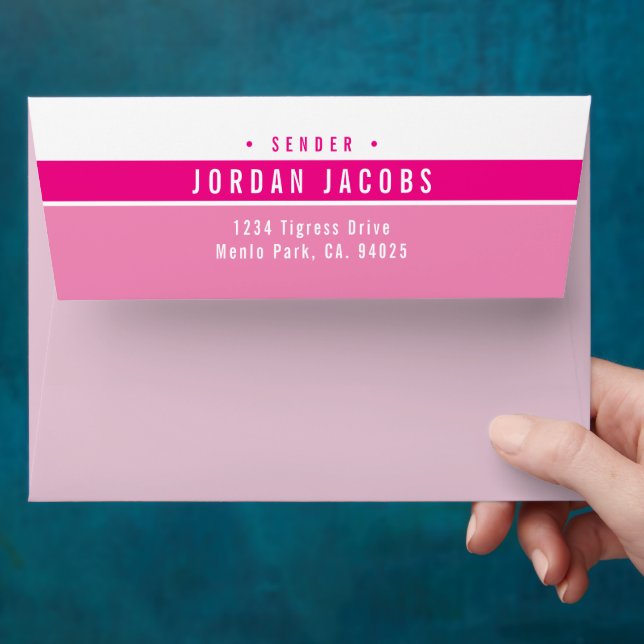 RETURN ADDRESS modern bold block pink Envelope (Hand)