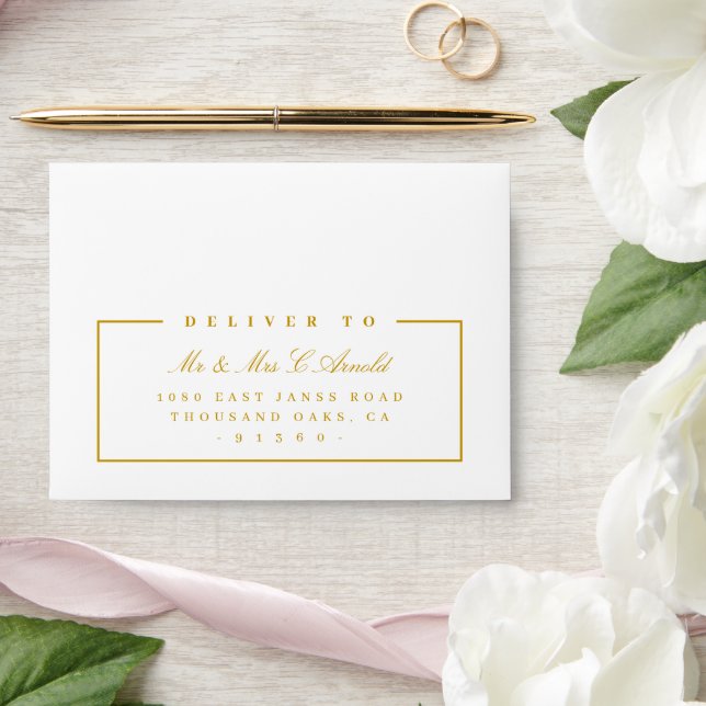 RETURN ADDRESS modern elegant new gold rsvp Envelope (Wedding)