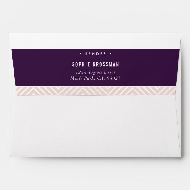 RETURN ADDRESS modern geometric aubergine blush Envelope (Back (Top Flap))