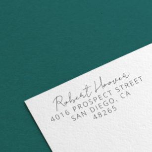 Return Address Modern Minimalist Handwritten Rubber Stamp