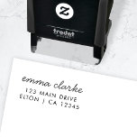 Return Address Modern Minimalist Script Name Self-inking Stamp<br><div class="desc">Simple,  stylish return address stamp in a modern minimalist design style with an elegant natural script typography in classic black and white,  with an informal handwriting style font. The text can easily be personalised for a super unique stamp!</div>