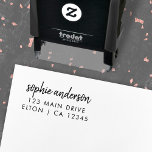 Return Address | Modern Minimalist Script Name Self-inking Stamp<br><div class="desc">Simple,  stylish return address stamp in a modern minimalist design style with an elegant natural script typography in classic black and white,  with an informal handwriting style font. The text can easily be personalised for a super unique stamp!</div>