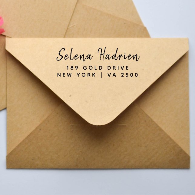 Return Address  Modern Minimalist Script Name  Self-inking Stamp (Creator Uploaded)