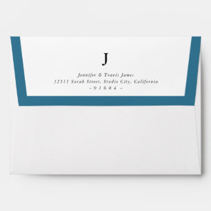 RETURN ADDRESS modern monogram denim blue edge Envelope
