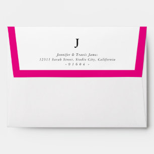 RETURN ADDRESS modern monogram fuschia pink edge Envelope