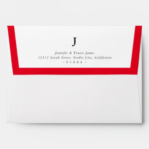 RETURN ADDRESS modern monogram rich red edge Envelope
