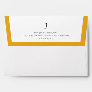 RETURN ADDRESS modern monogram yellow edge Envelope