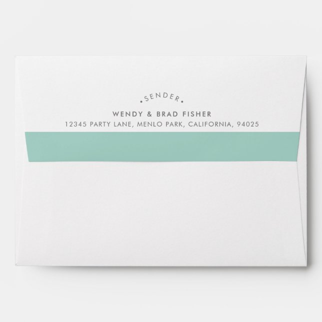 RETURN ADDRESS modern plain pastel mint green band Envelope (Back (Top Flap))