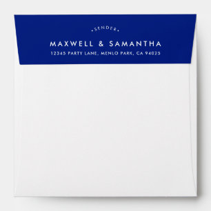 RETURN ADDRESS modern plain simple bold dark blue Envelope