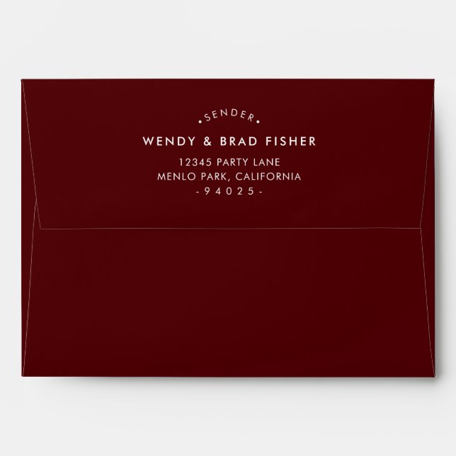 RETURN ADDRESS modern red maroon gold stripe Envelope (Back (Top Flap))