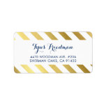 RETURN ADDRESS modern stylish gold foil stripe Label<br><div class="desc">by kat massard >>> www.simplysweetPAPERIE.com <<< Love the design, but would like to see some changes - another colour scheme, product, add a photo or adapted for a different occasion - no worries simply contact me, kat@simplysweetPAPERIE.com - I am happy to help! - - - - - - - -...</div>
