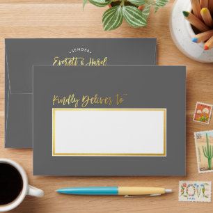 RETURN ADDRESS modern stylish grey gold Envelope