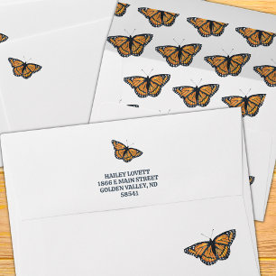 Return Address Monarch Butterfly Envelope