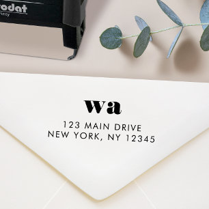 Return Address Monogram Initials Retro Minimalist Self-inking Stamp
