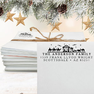Return Address Nativity Christmas Card Customized Self-inking Stamp