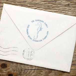 Return Address Nautical Ocean Simple Seahorse Self-inking Stamp