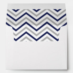 Return Address Navy Blue Grey Grey Chevron Envelope