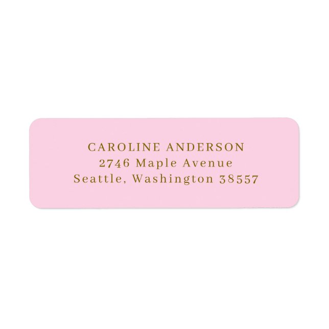 Return Address Pink and Gold Personalised Elegant (Front)