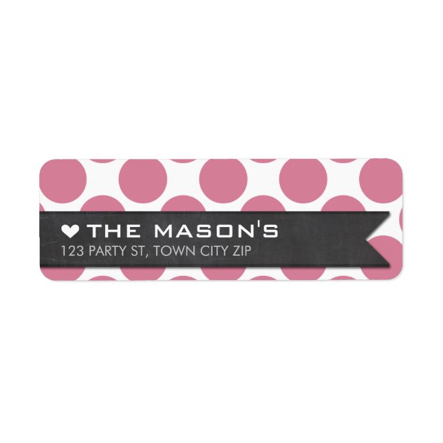 RETURN ADDRESS polka dot rose pink chalkboard flag (Front)
