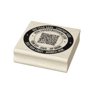 Return Address Round Rubber Stamp with QR Code