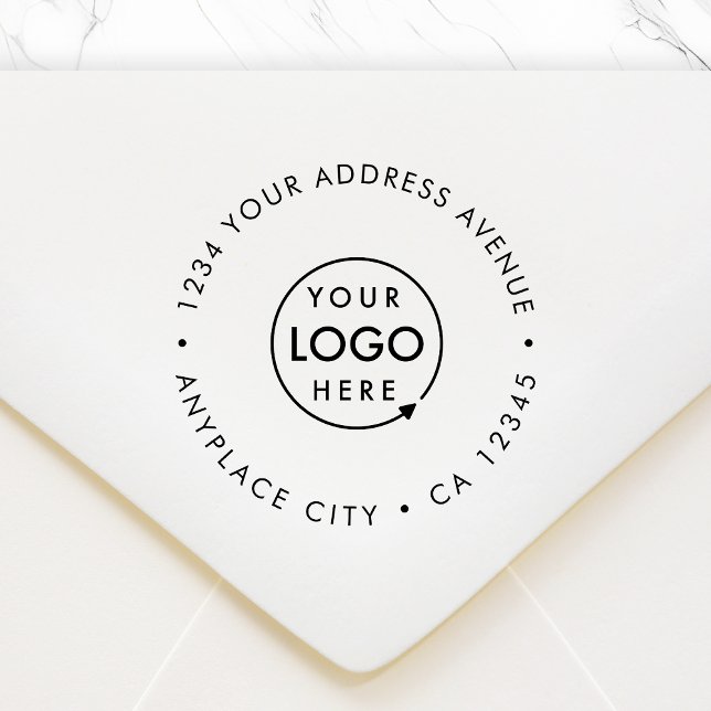 Return Address Rubber Stamp | Business Logo 2.5" (Company logo round return address rubber stamp for order shipping & small business correspondence)