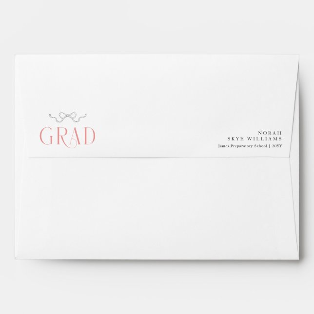 Return Address Script Bow Coquette Graduation Envelope (Back (Top Flap))