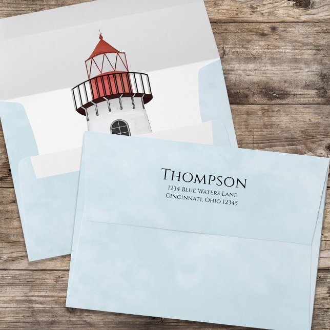 Return Address Simple Nautical Coastal Lighthouse Envelope (Creator Uploaded)