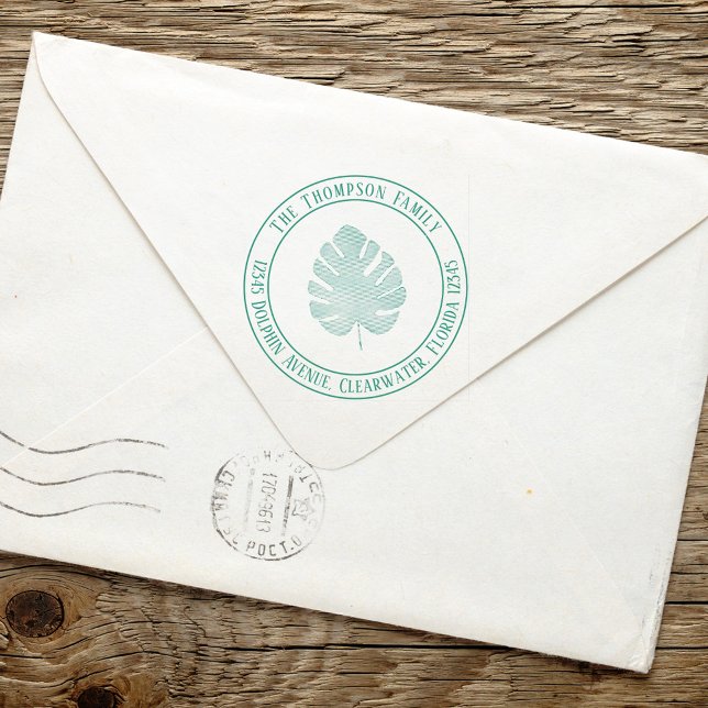 Return Address Simple Tropical Palm Leaf  Self-inking Stamp (Creator Uploaded)