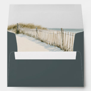Return Address Slate Green Serif Cape Cod Wedding Envelope