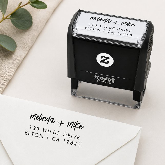 Return Address Stamp | Custom Couple Name Stamps (Custom return address stamp with couple names for wedding mail, cards, and daily envelopes.)