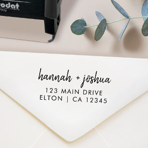 Return Address Stamp   Wedding Couple Names Script