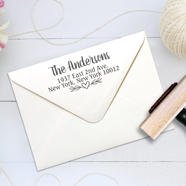 Return Address Stamp with Heart + Flowers (Creator Uploaded)