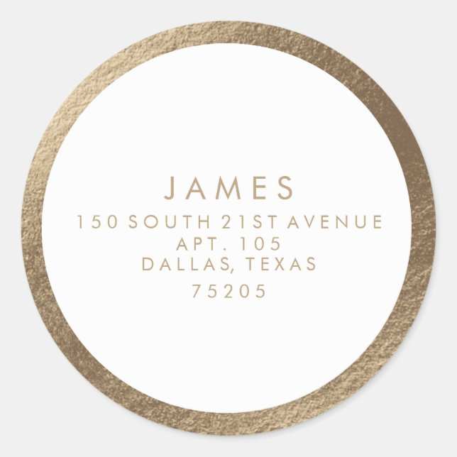 Return Address Sticker | Gold Border (Front)