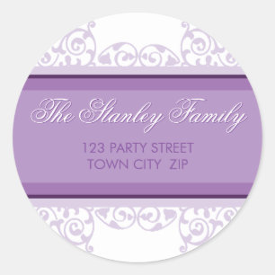 RETURN ADDRESS STICKER SEAL pretty curls purple