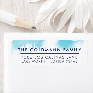 RETURN ADDRESS stylish aqua blue watercolor