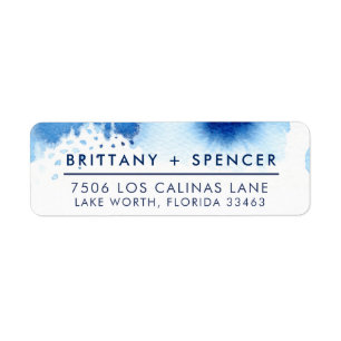 RETURN ADDRESS stylish navy blue watercolor