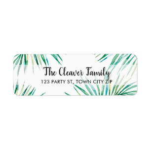 RETURN ADDRESS tropical watercolor palm leaf