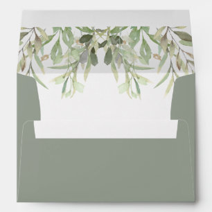 Return Address Watercolor Greenery Foliage Envelope