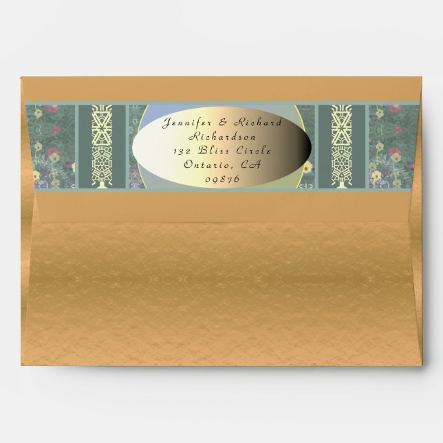 Return Addressed Wildflowers Golden Envelope (Back (Top Flap))