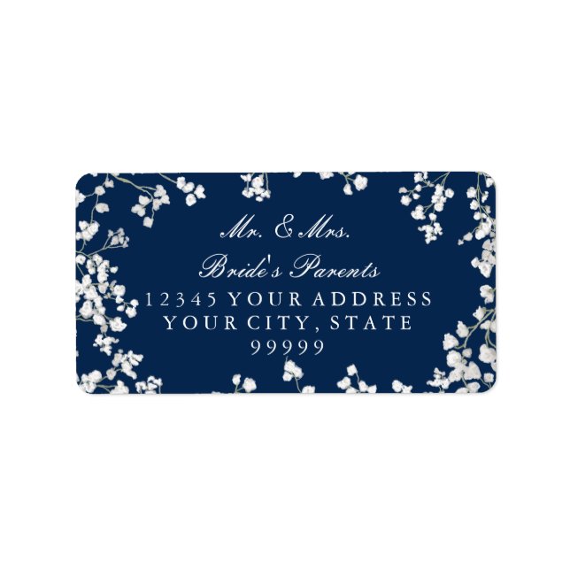 Return Mailing Address Baby's Breath Floral Wreath Label (Front)