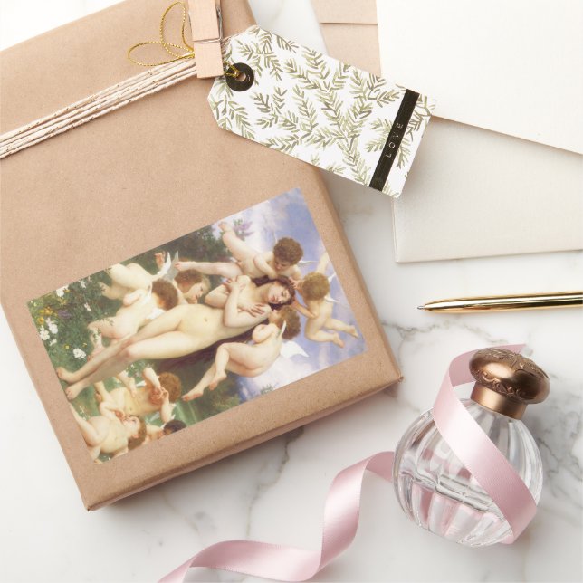 Return of Spring (Le Printemps) by Bouguereau Rectangular Sticker (Gifting)