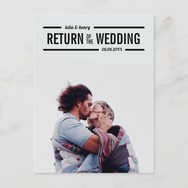 Return of the Wedding Postponed Wedding Photo Announcement Postcard (Front)